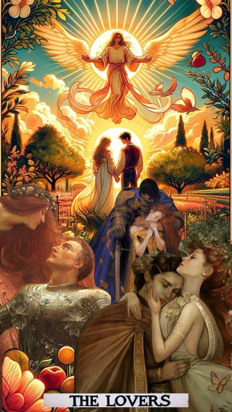 #thelovers #manifesting #couples #tarrotcard #theloverscard Universal Love Art, The Lovers Tarot Card Aesthetic, The Lovers Tarot Card Wallpaper, Manifestation Tarot, Angelic Aesthetic, Awakening Soul, Relationship Prayer, The Lovers Tarot Card, The Lovers Tarot