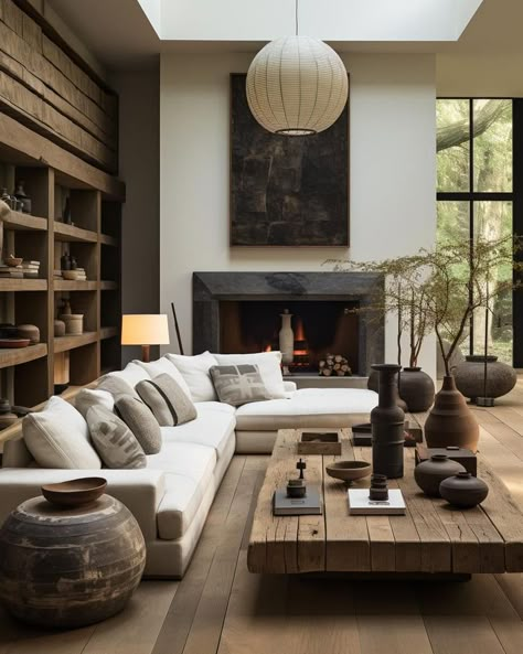 Living Room For Men, Organic Industrial, Wood Paneling Living Room, Fireplace Modern Design, Masculine Living Rooms, Industrial Theme, Latest Living Room Designs, Design Boards, Living Room Interior Design