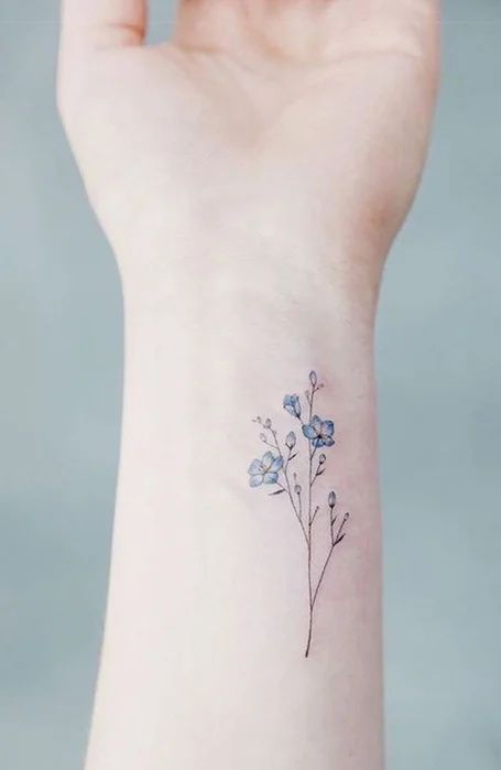 Best Flower Tattoos, Dainty Flower Tattoos, Simbols Tattoo, Blue Flower Tattoos, Tattoo Canvas, Simple Flower Tattoo, Small Tattoos For Women, Beautiful Flower Tattoos, Tattoos For Women Flowers