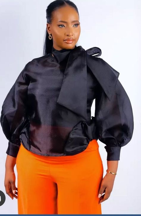 Organza Tops Blouses In Nigeria, Chiffon Top Styles In Nigeria, Organza Tops Blouses, Chiffon Tops For Women Trendy, Organza Top Styles, Organza Tops, 2piece Outfits, African Print Dress Designs, Ankara Style