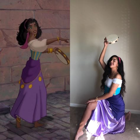 Megan Hercules Costume, Esmeralda Halloween Costume, Esmerelda Halloween Costume, Esmeralda And Phoebus Costume, Mother Gothel Diy Costume, Esmeralda Disney Costume, Latina Halloween Costume Ideas, Mother Gothel Costume, Esmeralda Halloween