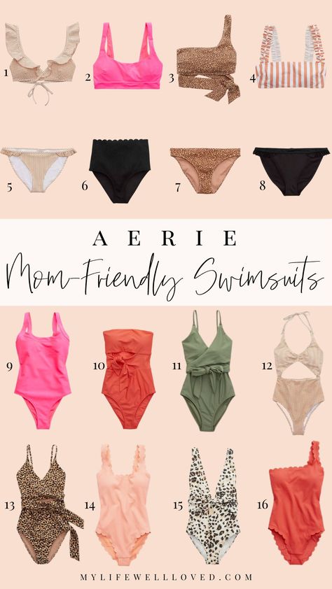 Moms Swim With Style: The Best Aerie Swimsuits For Women by Alabama Mommy + Style blogger, Heather Brown // My Life Well Loved Mom Bod Bathing Suits, Family Friendly Swimsuit, Soft Natural Swimsuit, Mom Swimming Suits, Mom Bod Swimsuit, Best Mom Swimwear, Mom Swimsuit 2024, Target Swimsuits 2023, Amazon Bathing Suits Women