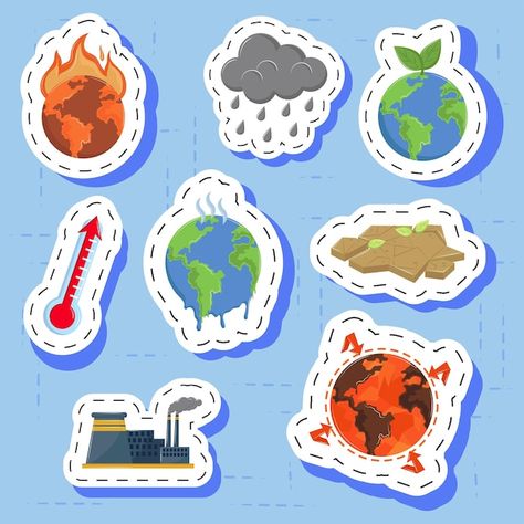 Climate change stickers | Premium Vector #Freepik #vector #earth-illustration #climate #climate-change #eco-earth Science Earth, About Science, Earth Science Design, Global Warm, Climate Illustration, Climate Action Poster Ideas, Climate Changing Drawing, Climatic Change, Climate Changes Posters