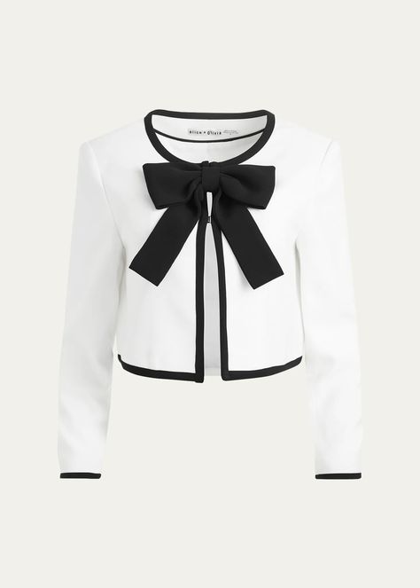 Alice + Olivia Kidman Bow Fitted Cropped Jacket - Bergdorf Goodman Twilight Outfits, Giant Bow, Bow Crop Tops, Bow Fashion, Architecture Drawing Plan, Outfit Pieces, Cocktail Jacket, Dr Wardrobe, Alice And Olivia