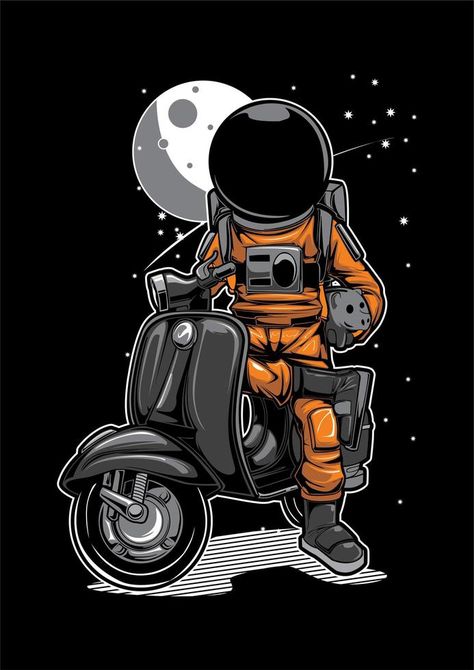 Astronaut Illustration, Motorbike Art, Astronaut Wallpaper, Astronaut Art, Psy Art, Moon Illustration, Graffiti Wallpaper, Art Anime, Space Art