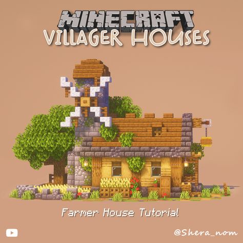 Cute Small Starter Homes Minecraft, Minecraft Village House Tutorial, Minecraft First House, Minecraft Small Fairy House, Starter House Minecraft Tutorial, Minecraft Small House Tutorial, Famer House, Minecraft Building Ideas House Tutorial, Cute Starter Homes Minecraft