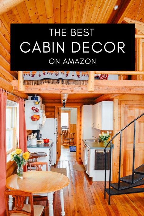 Log Cabin Room Ideas Bedrooms, Living Room To Kitchen, Cabin Rustic Decor, Rustic Cabin Furniture, Cabin Bedroom Decor, Cabin Living Room Decor, Cabin Kitchen Decor, Cozy Cabin Decor, Decor On Amazon