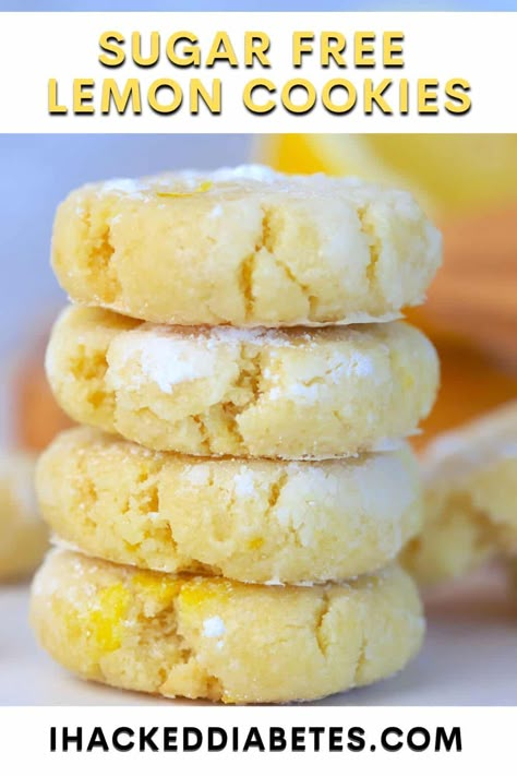 Sugar Free Lemon Cookies, Lemon Cookie Recipe, Sugar Free Cookie Recipes, Dolce Poche Calorie, Sugar Free Desserts Easy, No Sugar Desserts, Sugar Free Snacks, Lemon Cookie, Low Sugar Desserts