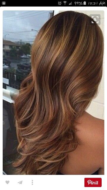 Beautiful chocolate, amber and caramel highlights on a dark brunette. Love this!! Highlights For Dark Brown Hair, Rambut Brunette, Brunette Ombre, Brunette Hair With Highlights, Caramel Highlights, 2015 Hairstyles, Brown Hair Colors, Brunette Hair, Great Hair