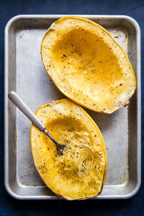 Grill Spaghetti Squash, Grilled Spaghetti Squash, Roasting Spaghetti Squash, Squash In Oven, Roasted Spaghetti Squash, Cook Spaghetti Squash, Spaghetti Squash Recipe, Cooking Spaghetti, The Modern Proper