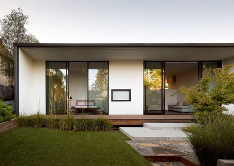 Gravel Patio, Bungalow Renovation, Home Addition, Inside And Outside, Home Additions, Architecture Photo, Modern Exterior, Ranch Style, Mid Century House