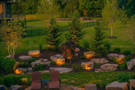 Landscaping Berm Ideas, Burm Landscaping, Building A Berm, Corner Lot Landscaping Ideas, Corner Lot Landscaping, Berm Landscaping, Colorado Landscaping, Evergreen Landscape, Landscaping With Boulders