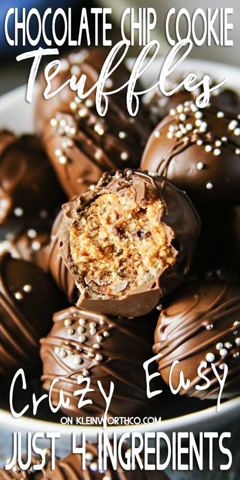 Cookie Truffles, Homemade Truffles, Truffle Recipes, Homemade Strawberry Sauce, Make Chocolate Chip Cookies, Homemade Snickers, Easy No Bake Desserts, Truffle Recipe, Chocolate Nuts