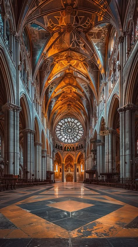 Gothic Cathedral Interior: An awe-inspiring #GothicCathedralInterior showcasing intricate designs with towering arches and a stunning #RoseWindow. #Architecture #Cathedral #GothicStyle #Arches #InteriorDesign #AIArt #AIPhotography #StockCake ⬇️ Download and 📝 Prompt 👉 https://stockcake.com/i/gothic-cathedral-interior_641604_1086160 Cathedral Glass Windows, Pointed Arches Gothic Architecture, Gothic Interior Architecture, Gothic Cathedral Architecture, Gothic Cathedral Interior, Cathedrals Aesthetic, Gothic Buildings Architecture, Cathedral Photoshoot, Gothic Cathedral Aesthetic