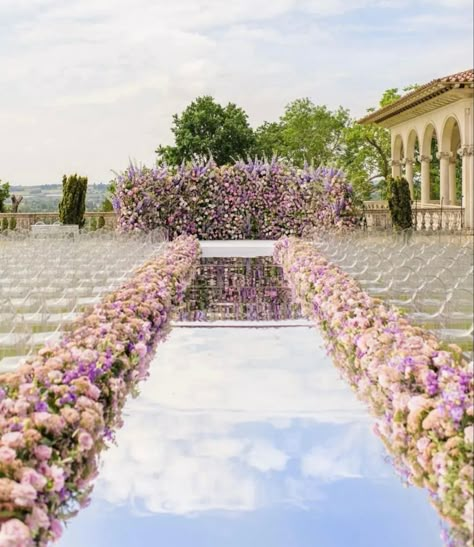 Garden Wedding Aisle, Mirror Aisle, Mirrored Aisle, Small Private Wedding, Cliveden House, Wedding Ceremony Setup, Wedding Ambiance, Forest Theme Wedding, Hindu Ceremony