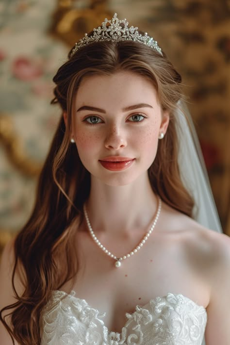 Wedding Dress Hair Down, Wedding Hairstyles With Veil And Tiara, Wedding Dress Hairstyles, Bridesmaid Wedding Hair, Royal Hairstyles, Sanggul Modern, Κούρεμα Bob, Unique Wedding Hairstyles, Hairdo Wedding