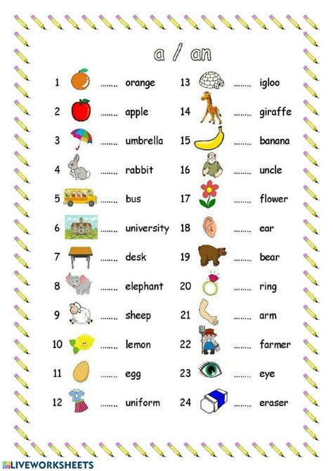 A or an - Interactive worksheet Use A And An Worksheet, Use Of A And An Worksheet For Kids, A Or An Worksheet For Grade 1, A And An Worksheets For Grade 1, Using A And An Worksheet, Articals Worksheet Grade 1, Use Of A And An Worksheet, English Ukg Worksheet, 1st Class English Worksheet