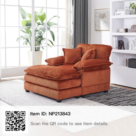 Oversized Chaise Lounge, Corduroy Sofa, Upholstered Chaise Lounge, Chair And Ottoman Set, Time With Friends, Comfy Couch, Upholstered Accent Chairs, Indoor Chairs, Comfy Sofa