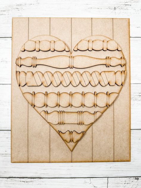 Rustic Valentine's Day Spindle Heart - Easy DIY Tutorial Heart Diy Crafts, Spindle Crafts, Adult Valentines, Heart Craft, Brushes Paint, Rustic Valentine, Easy Diy Decor, Heart Diy, Diy Craft Kit