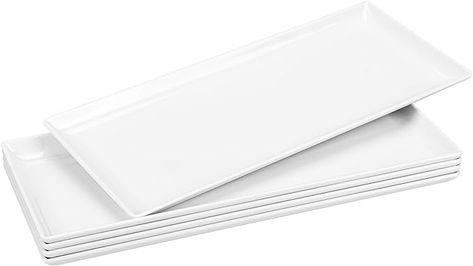 Amazon.com | Moretoes Melamine Serving Platters Rectangular Trays, 14 Inches White Imitation Porcelain Dishes Serving Plates for Party Food Turkey Platter Dishwasher Safe Set of 5: Platters Food Turkey, Types Of Cereal, Cake Bar, Porcelain Dishes, Turkey Platter, Dessert Platter, Cake Bars, Porcelain Dish, White Plates