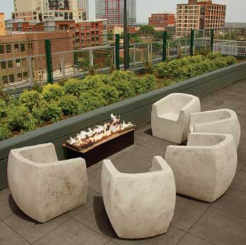 Roof terrace Concrete Outdoor Furniture, Rustic Fire Pits, Fire Pit Lighting, Large Fire Pit, Fire Pit Furniture, Stone Fire Pit, Patio Fire Pit, Concrete Furniture, Modern Outdoor Furniture