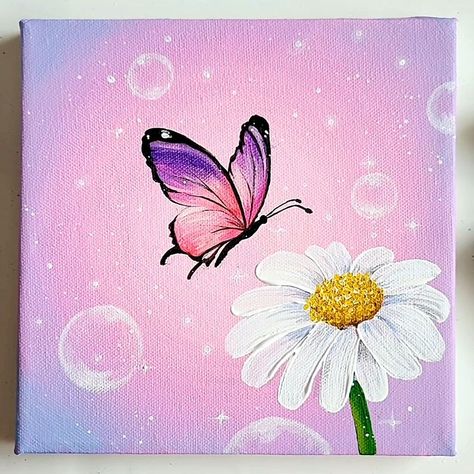 Butterfly In A Flower Drawing, Cute Paintings Butterfly, Rose And Butterfly Painting, Flower Nature Drawing, Butterfly In Acrylic Painting, Butterfly On Flower Painting Acrylic, Butterfly Drawing On Flower, Mother’s Day Painting Ideas Butterfly, Butterflies Canvas Painting