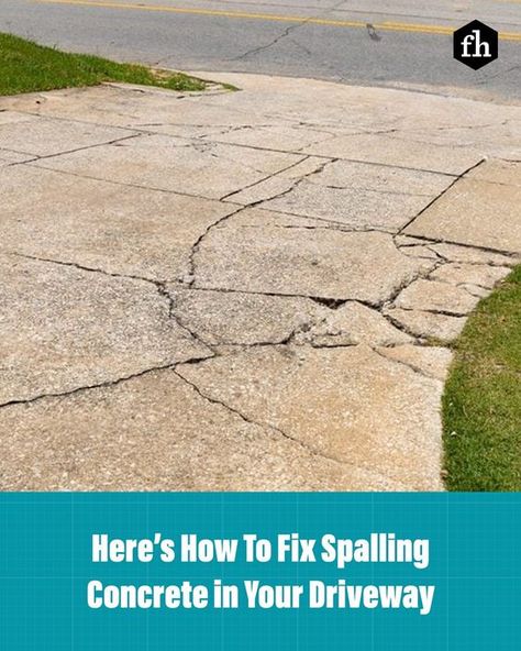 Don't replace your driveway, patio or basement floor—just resurface it. #driveway #concrete #homeownertips #diy How To Fix Cracked Concrete Driveway, Driveway Repair Concrete, Diy Driveway Repair, Concrete Driveway Repair Diy, How To Repair Cracked Concrete Driveway, Resurface Concrete Driveway, Resurfacing Concrete Patio, Concrete Resurfacing Driveways, Driveway Renovation