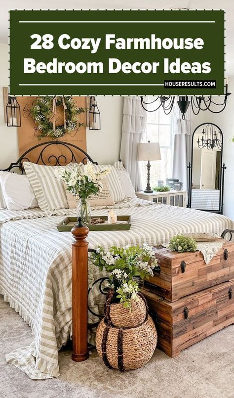 Transform your bedroom with our farmhouse decor ideas. 🛏️ Learn how to incorporate rustic details, like reclaimed wood and vintage accessories, into your design. Our farmhouse bedroom decor ideas will help you create a warm and inviting space that feels like home. Get inspired today! 🌸 Cozy Farmhouse Bedroom Ideas, Small Farmhouse Bedroom, Country Farmhouse Bedroom, Cozy Farmhouse Bedroom, Fall Bedroom Ideas, Rustic Farmhouse Bedroom, Farmhouse Headboard, Farmhouse Bedroom Ideas, Farmhouse Bedroom Decor Ideas