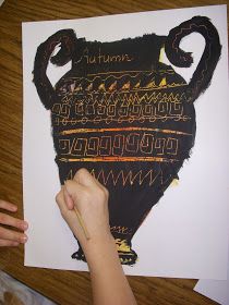 ARTASTIC! Miss Oetken's Artists: Going GREEK! Scratch into history with Greek Vases/Pots Ancient Greece Art, Greek Crafts, Starověký Egypt, Greek Vase, Greece Art, Ancient Greek Art, Greek Pottery, Greek Vases, History Painting