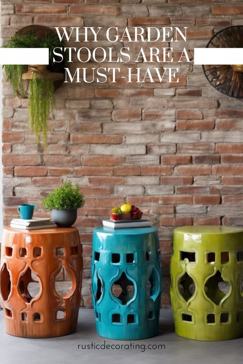 Garden stools aren’t just for gardens! These versatile little pieces add charm and function to any space. Whether you’re using them as extra seating, a plant stand, or a side table, they fit right into a cozy, rustic vibe. Perfect for adding that farmhouse touch without the fuss Distressed Wood Furniture, Rustic Decorating, Garden Stools, Outdoor Entertaining Area, Comfort Design, Garden Stool, Decorating Inspiration, Chandelier Lamp, Bench Table