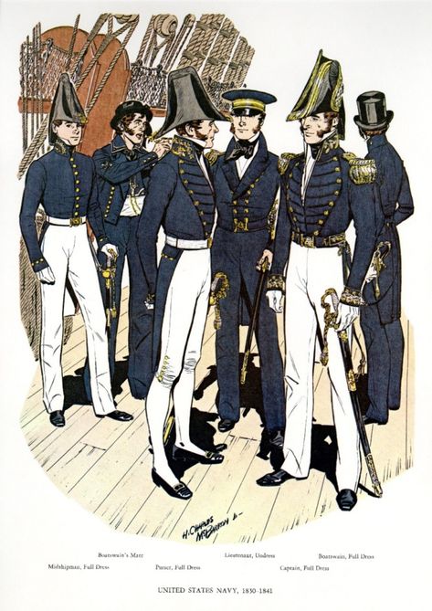 US Navy - 1830-41 Navy Uniform, Century Uniforms, Uss Constitution, Warrant Officer, Navy Uniforms, Marine Uniform, United States Military, Army Uniform, Standing Collar