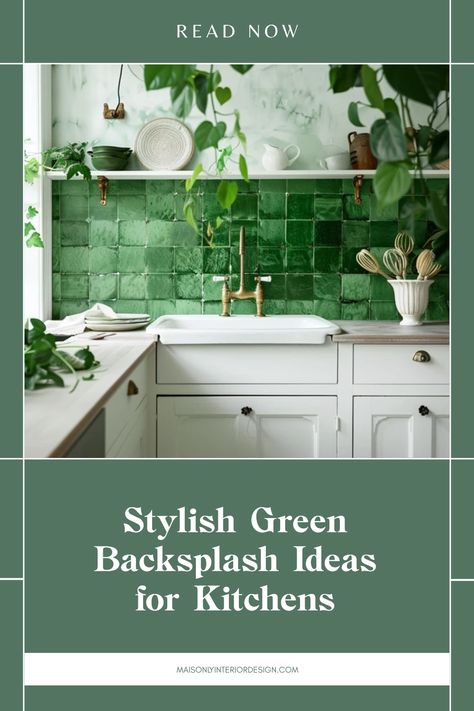 Upgrade your kitchen's aesthetic with refreshing green backsplash ideas that marry style and eco-friendliness. Green backsplashes not only add a vibrant pop of color, but they also contribute to a sustainable home. From classic tiles to unique glass designs, explore numerous options to suit your interior. Incorporate green hues that fit your personality, with tips on choosing the right materials for a cheerful touch. Transform your cooking space with these chic green accents that create a warm, inviting atmosphere. Green And Gold Backsplash Kitchen, Green Ceramic Tile Backsplash, Green Subway Tile Kitchen Backsplash, Sage Tile Backsplash, How To Choose Backsplash For Kitchen, Green Backsplash White Cabinets, White Kitchen With Green Backsplash, Olive Green Backsplash, Coloured Backsplash