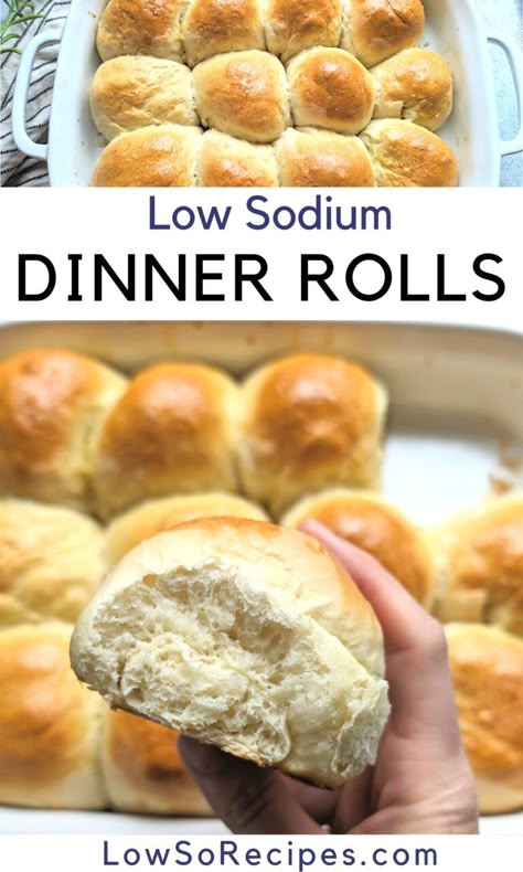 Low Sodium Dinner Rolls Recipe - Low So Recipes Low Sodium Dinner Rolls, Low Sodium Biscuits, Low Sodium Muffins Recipe, Healthy Low Sodium Meals, Low Sodium Vegetable Recipes, Low Sodium Bread Recipe, Low Sodium Christmas Dinner, Low Sodium Sandwiches, Low Sodium Thanksgiving Recipes