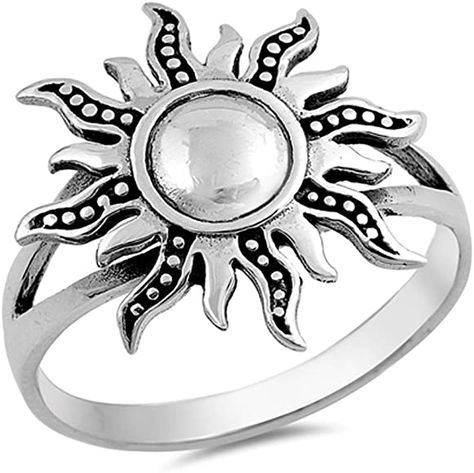 Amazon.com: Sun Cute Polished Ring New .925 Sterling Silver Band Size 10: Jewelry Sun Ring, Oxidized Silver Rings, Band Jewelry, Silver Plated Jewelry, Sterling Silver Bands, Pure Silver, Silver Band, Vintage Rings, Cosmos