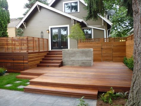 20+ Ground Level Deck Designs, Idea | Design Trends - Premium PSD, Vector Downloads Balustrade Ideas, Patio Plan, Ground Level Deck, Mountain Chic, Building A Floating Deck, Platform Deck, Terrasse Design, Modern Deck, Deck Steps