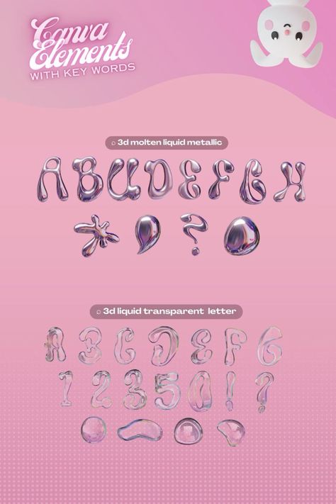 Canva Elements Keywords - 3D Molten Liquid Me Canva Girly Elements, Aespa Canva Elements, Canva Word Elements Keyword, Canva Word Elements, Canva Words Elements, Canva Assets, Canva Elements Keyword Aesthetic, Font Canva Lettering, Canva Sets