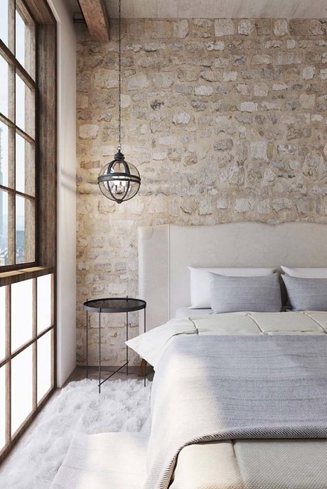 35 Best Interior Stone Wall Ideas To Add Style To Your Home Bedroom Wall Texture, Wall Texture Ideas, Modern Loft Apartment, Texture Ideas, Stone Walls Interior, Stone Accent Walls, Stone Wall Art, Natural Stone Wall, Stone Interior