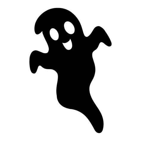 Cute ghost. Black silhouette. Design element. Vector illustration isolated on white background. Template for books, stickers, posters, cards, clothes. Halloween Inspo Decor, Halloween Silhouettes Templates, Ghost Cutouts, White Background Template, Halloween Pottery, Ghost Template, Ghost Silhouette, Cute Silhouette, Books Stickers