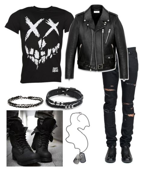 "Bad boy" by boomboxdancer on Polyvore featuring Yves Saint Laurent, Diesel, Degs & Sal, FOSSIL, men's fashion and menswear Emo Mens Fashion Aesthetic, Men’s Metal Fashion, Outfit With Boots Men, Bad Boy Style Outfits, Metal Style Men, Heavy Metal Outfit Men, Mens Emo Fashion, Bad Boy Outfit, Metal Outfit Men