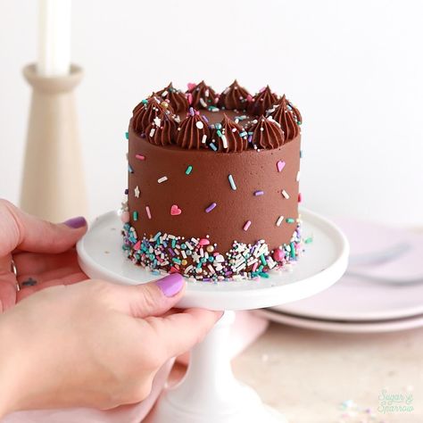 Small Batch Chocolate Cake Small Serving Chocolate Cake, Chocolate Smash Cake Recipe, Chocolate Bento Cake Recipe, Tiny Birthday Cake Ideas, Small Personal Birthday Cakes, Small Batch Chocolate Cake Recipe, Special Chocolate Cake, Mini Chocolate Cake Design, Tiny Chocolate Cake