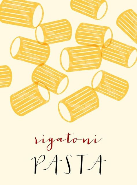 Rigatoni Italian pasta. Rigatoni poster illustration. Modern print for menu design, cook - #logo #logodesign #elegantlogo Pasta Menu Design, Pasta Graphic Design, Pasta Poster Design, Italian Menu Design, Italian Food Illustration, Pasta Cups, Italian Branding, Italian Graphic Design, Pasta Illustration