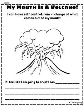 After reading "My Mouth is a Volcano" to  brainstorm ways to control eruptions. Comes with anchor chart to hang with strategies students can refer back to. ... My Mouth Is A Volcano Anchor Chart, Volcano Activities, School Homework, Self Control, Homeschool Resources, Volcano, Anchor Charts, Educational Materials, Teacher Newsletter