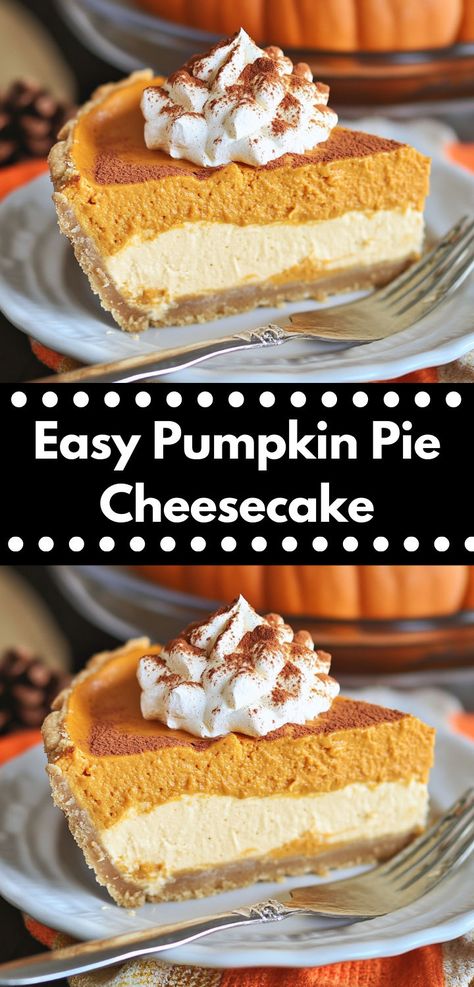 Need easy cheesecake recipes? This Easy Pumpkin Pie Cheesecake Recipe is perfect! A unique twist on pumpkin pie recipes, it's a must-try for those who love both pumpkin recipes and cheesecake recipes. Easy Pumpkin Pie Cheesecake, Pumpkin Pie Cheesecake Recipe, Pumpkin Pie Cheesecake, Pumpkin Cheesecake Recipes, Pie Cheesecake, Best Pumpkin Pie, Easy Pumpkin Pie, Pumpkin Pie Recipe, Easy Cheesecake Recipes