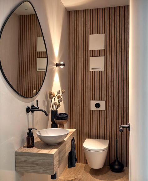 Wc Decoration, Small Downstairs Toilet, Toilette Design, Toilet Room Decor, Wc Design, Small Toilet Room, Cabin Bathrooms, Guest Toilet, Downstairs Toilet