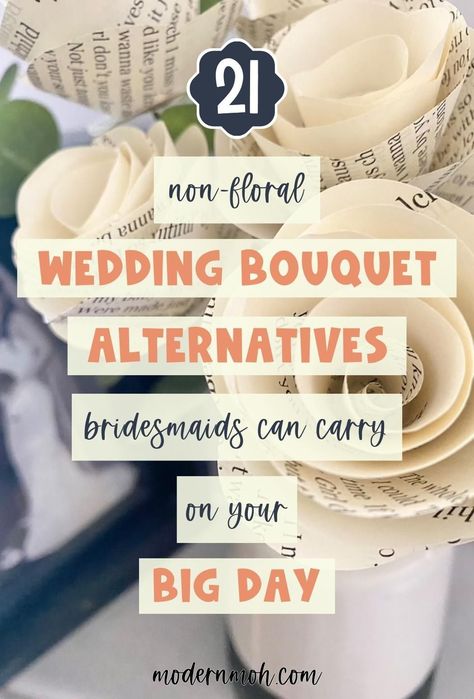 Whimsical Wedding Flowers Bridesmaid Bouquets, No Flower Bridesmaids, Bouquet Of Flowers Alternative, Wedding Bouquets No Flowers, Bouquet Wedding Alternative, Cheap Bridal Bouquet Ideas, Alternatives To Flower Bouquets, Alternative Bride Bouquet, Things For Bridesmaids To Carry Instead Of Flowers