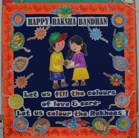 Rakhi Celebration Decoration, Rakshabandhan Decoration In School, Rakhi Chart For School, Rakshabandhan Bulletin Board, Raksha Bandhan Chart For School, Rakshabandhan Decoration Ideas At Home, Raksha Bandhan Bulletin Board Ideas, Raksha Bandhan Decoration Ideas, Rakhi Celebration Ideas In School