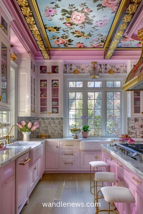 Crazy House Ideas, Funky Rooms, Eccentric Kitchen, Color Drenching, Lodge Kitchen, Cozy Eclectic, Table Island, French Country Table, Cocina Shabby Chic