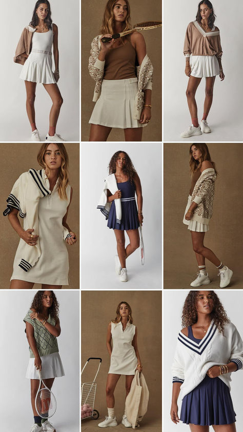 Ace your court style with these effortlessly chic looks. Chic Tennis Outfit, Wimbledon Party Outfit, Watching Tennis Outfit, Tennis Chic Outfit, Christmas 5k Outfit Running Costumes, Sporty Preppy Outfits, Old Money Athletic Outfits, Preppy Sporty Outfits, Champion Aesthetic