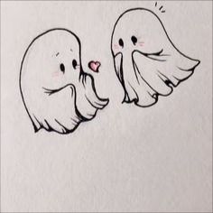 PHOTO CREDITS: @/magpie_jane halloween tattoo, tattoo ideas, ghost tattoo, tattoo inspo, spooky tattoos, ghosts in love, romance Cute Ghost Couple Drawing, Halloween Love Drawings, Ghost Couple Drawing, Tattoo Ideas Ghost, Ghosts In Love, Ghost Hug, Cute Matching Tattoos, Matching Friend Tattoos, Hello Kitty Design