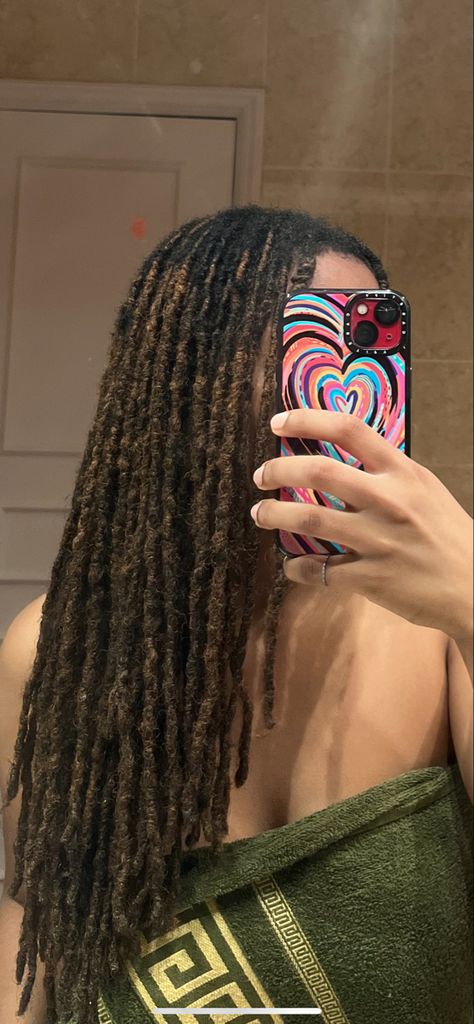 Long Thick Locs Black Women, Healthy Locs Aesthetic, Long Healthy Locs, Locs Astetic, Locs Aesthetic Black Women, Chestnut Brown Locs, Small Long Locs, Women’s Locs, Long Natural Locs Black Women